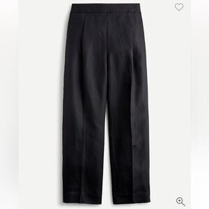 J. Crew Black High-Rise Pleated Crop Trousers Linen Blend Pants Sz 8